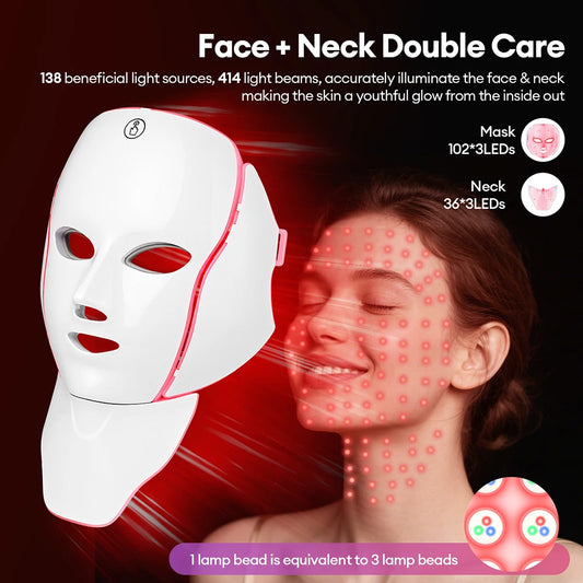 Face Neck Beauty Mask 7 Colors Light LED Mask